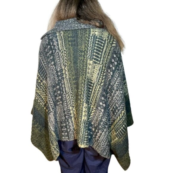 Free People Fair Isle Willow Wool alpaca  Blend Turtleneck Poncho Sweater - Picture 5 of 9